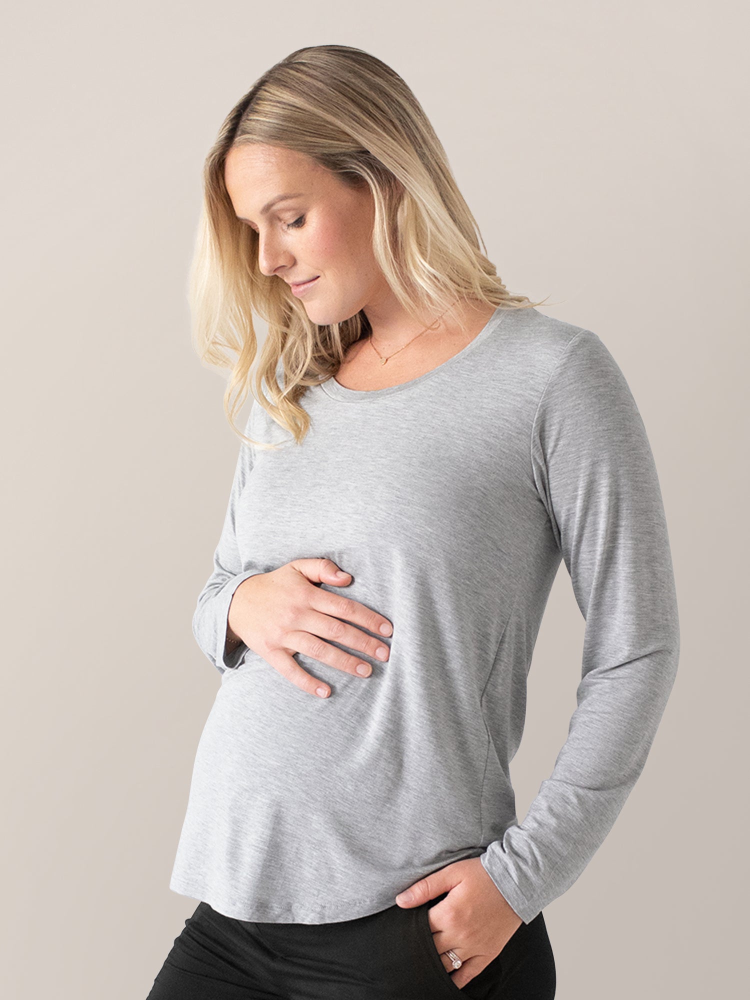 Kindred Bravely Long Sleeve Maternity/Nursing T-Shirt in Grey Heather