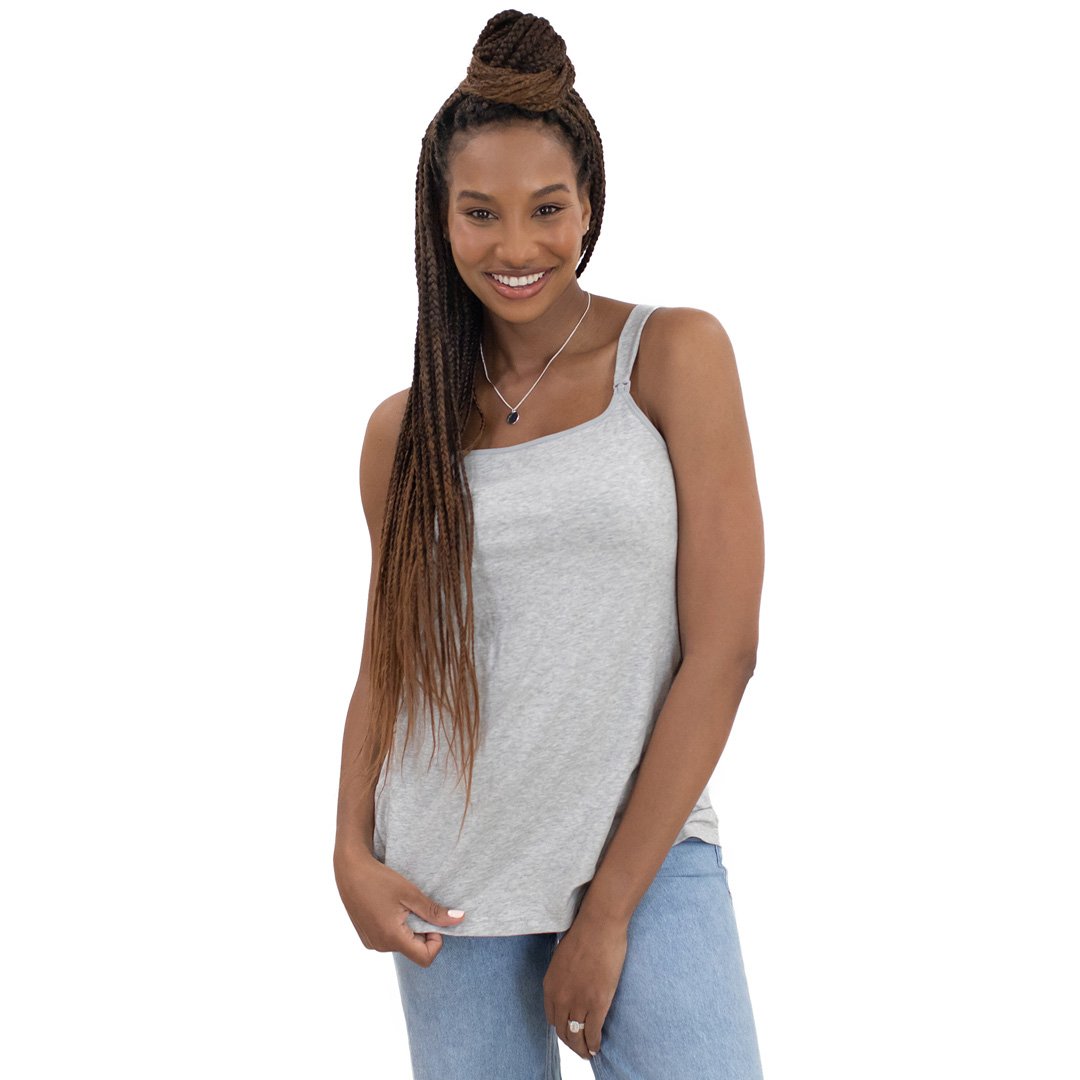 Heather Gray Nursing Top with Ruched Sides