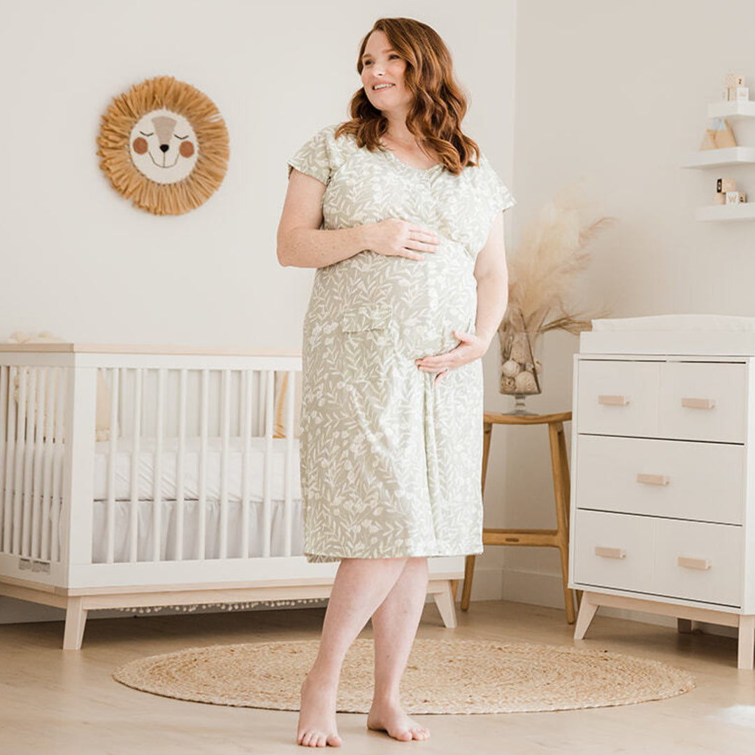 Navy Ruffle Strap Labor & Delivery Gown by Kindred Bravely – Milk & Baby