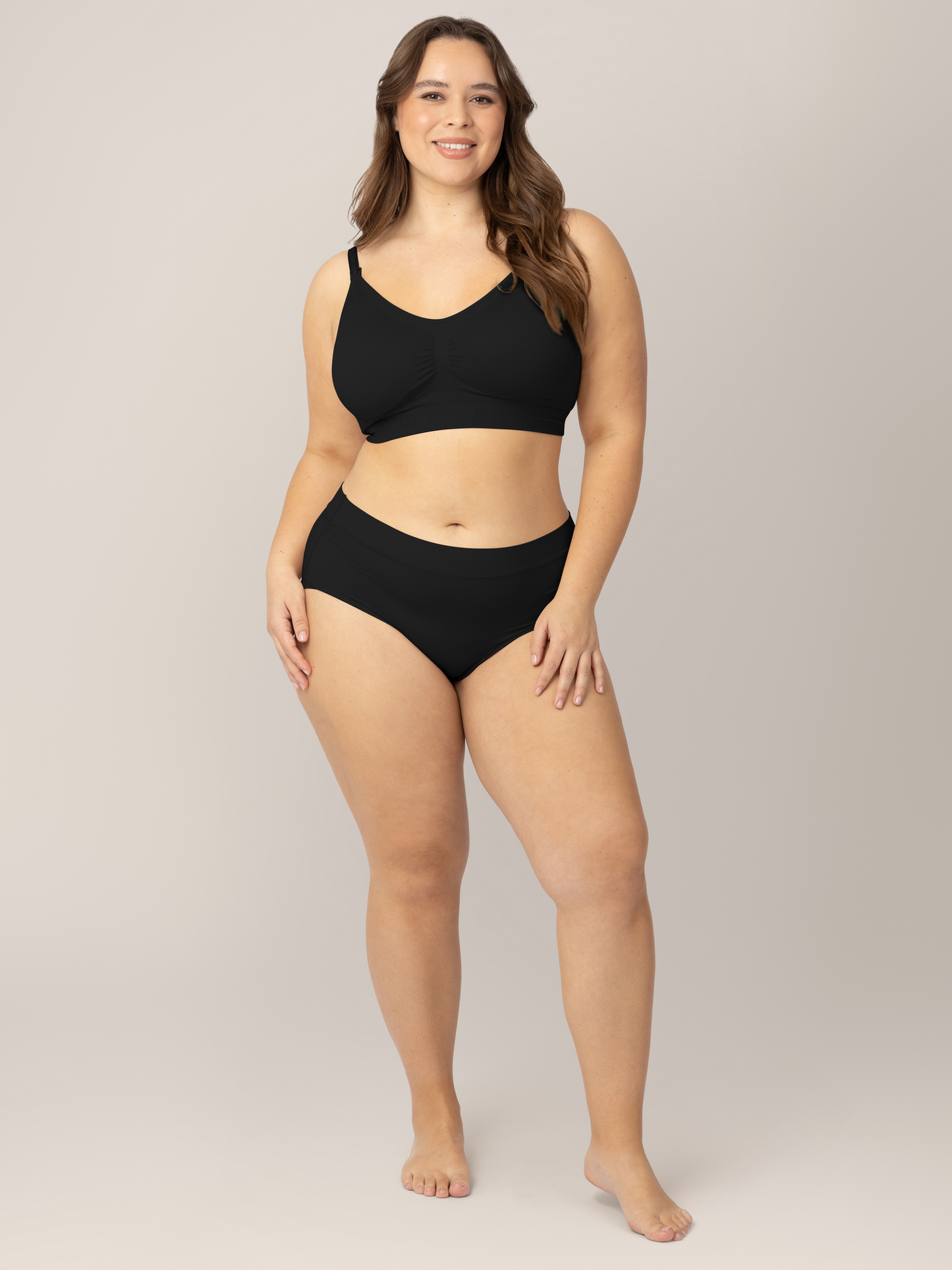 Lindex super soft nylon blend barely-there lace over the bump maternity  brief in black - BLACK
