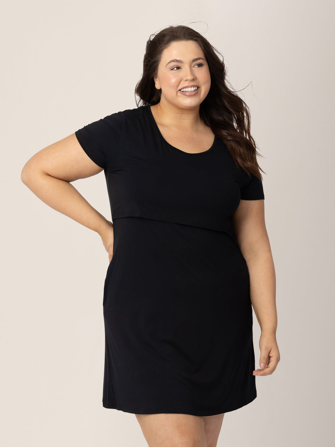 Eleanora Bamboo Maternity & Nursing Dress | Black - Kindred Bravely