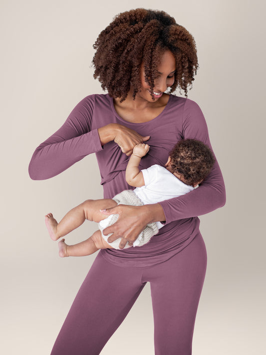WBQ Women's Maternity Nursing Pajamas Set Double Layers Breastfeeding Pj  Set Long Sleeve Pregnancy Sleepwear Tops with Long Pants Loungewear Pjs  Set