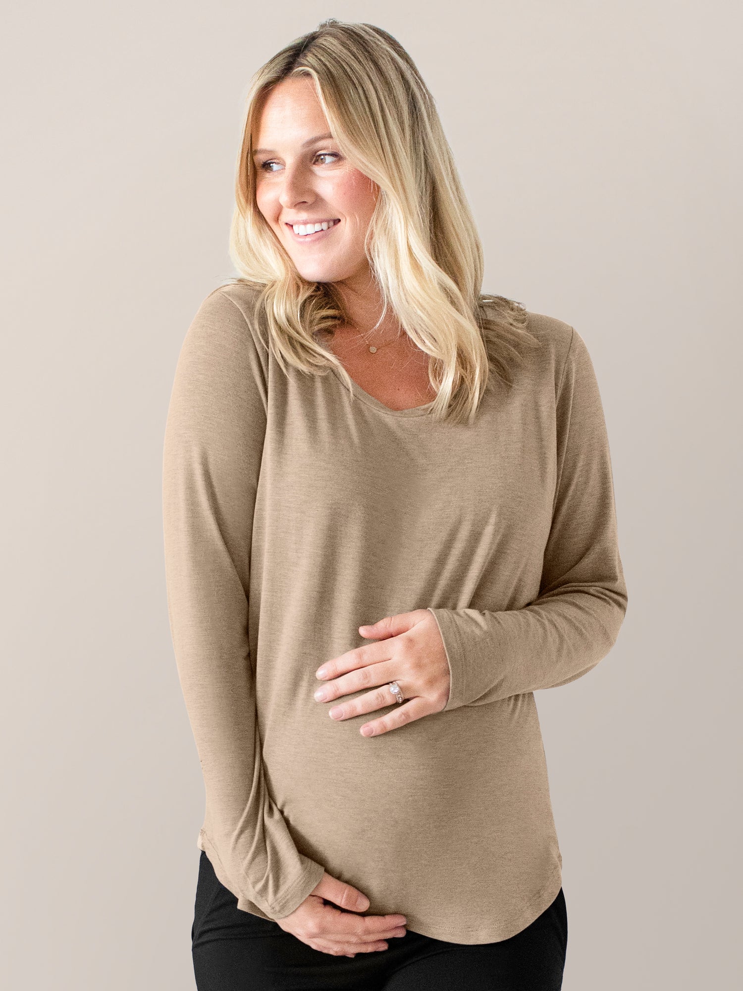 Bamboo Maternity Nursing Long Sleeve T shirt Wheat Kindred Bravely