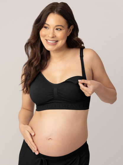 Kindred Bravely Simply Sublime Seamless Nursing Bra For Breastfeeding -  Black, Large-Busty