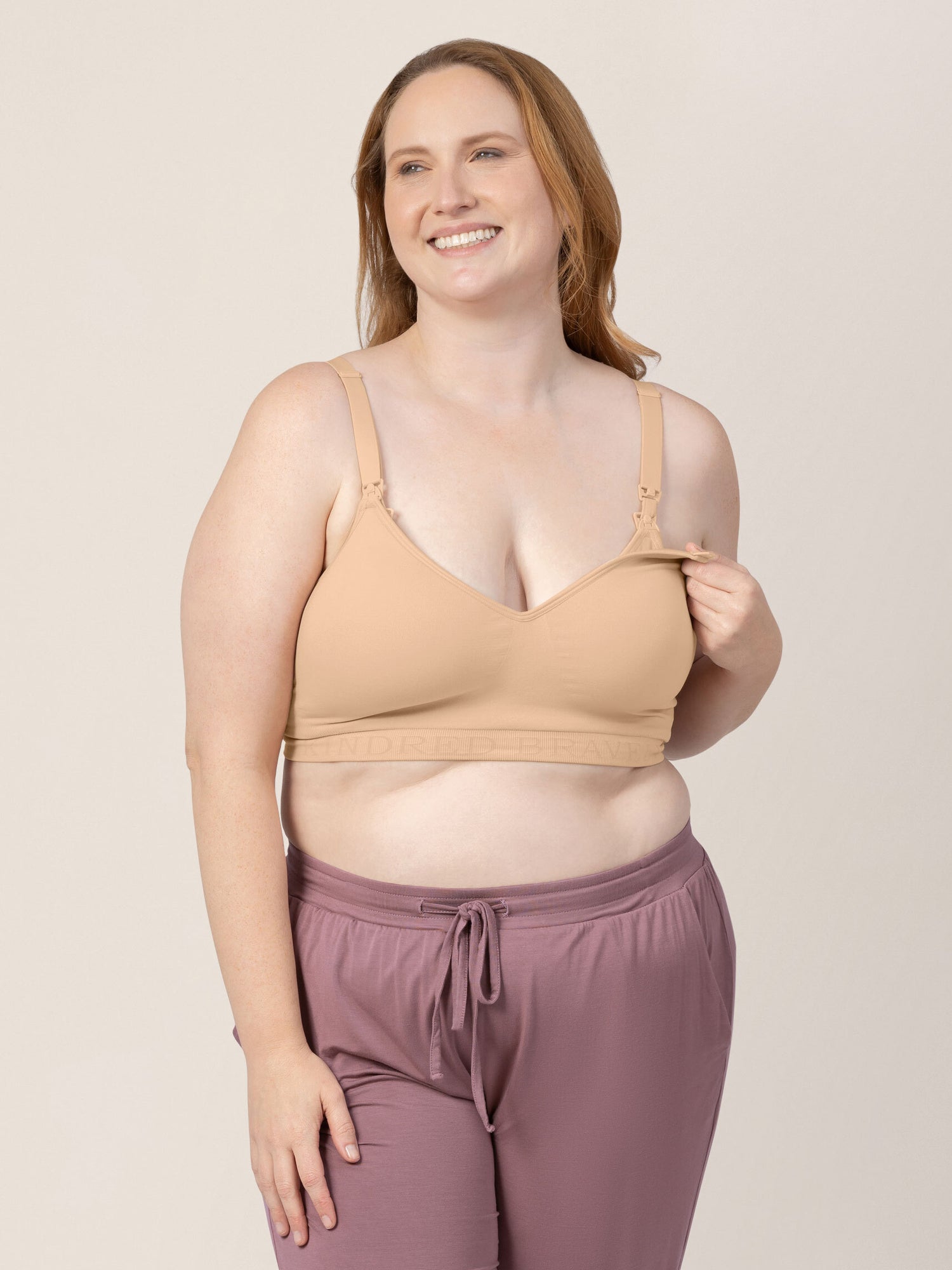Kindred Bravely Sublime Busty Hands Free Pumping Bra  Patented All-in-One  Pumping & Nursing Bra with EasyClip for F, G, H, I Cup (Latte, 2X-Bus
