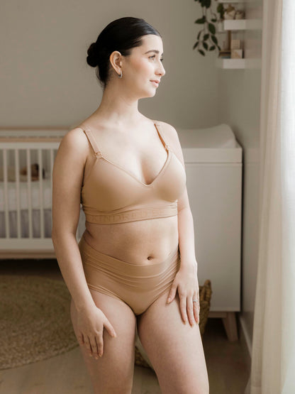 Gloss underwire beige maternity & nursing bra - My JoliBump
