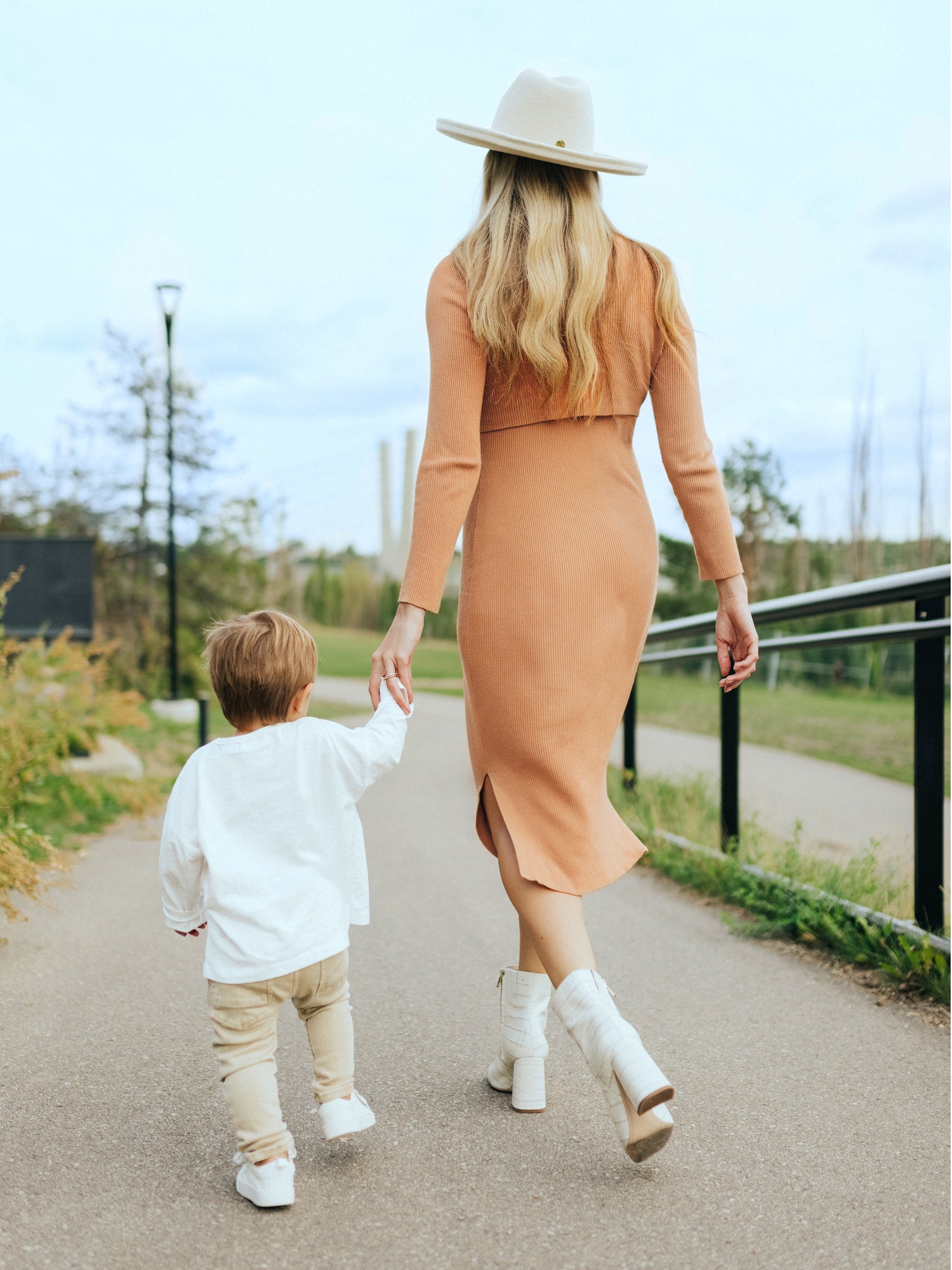 2-in-1 Maternity & Nursing Midi Dress | Camel - Kindred Bravely