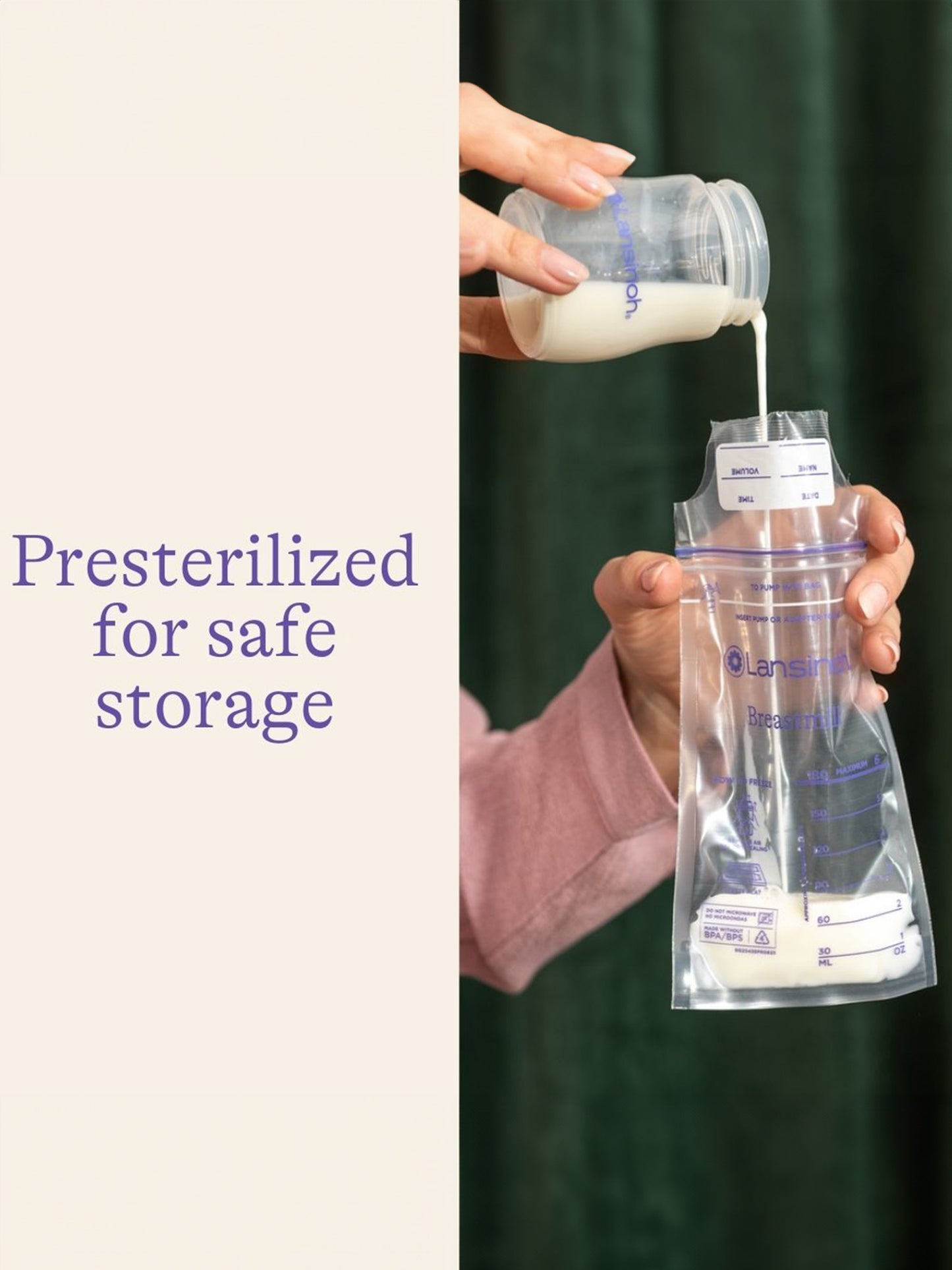 Lansinoh Breastmilk Storage Bags - 6oz, highlighting features | Kindred Bravely