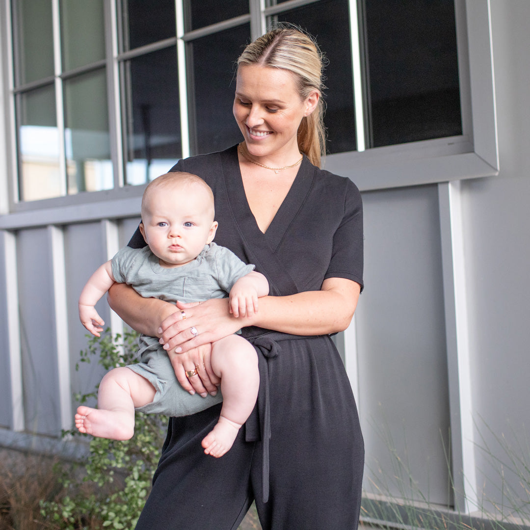 Around the Clock Nursing Jumpsuit | Black – Kindred Bravely