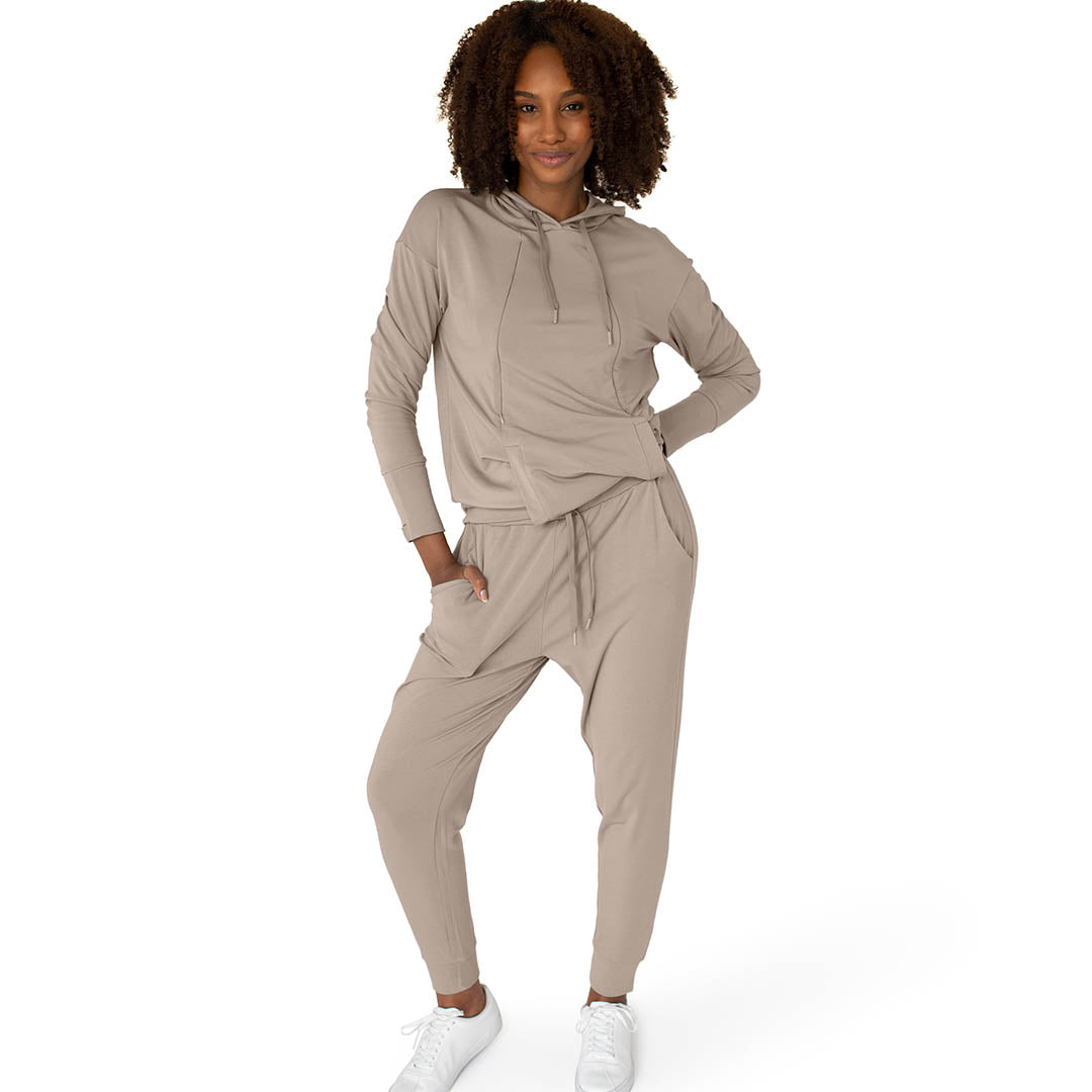 Bamboo Maternity Postpartum Jogger Stone Taupe