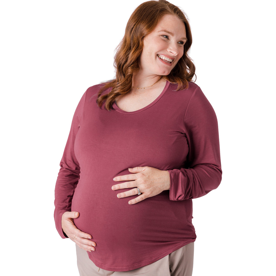 Ribbed Bamboo Maternity V-Neck T-Shirt | Grey Heather - XXL/1X - Kindred Bravely