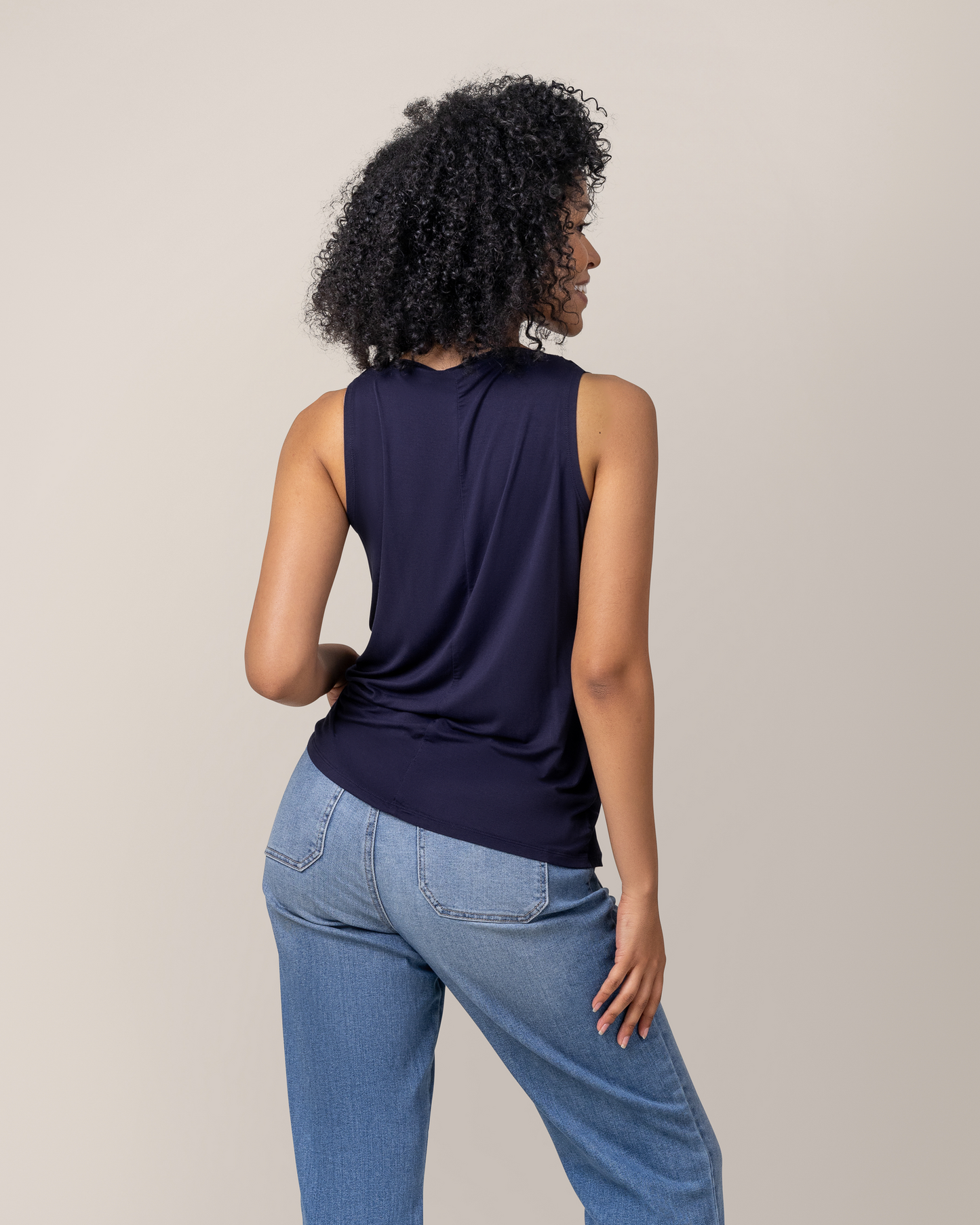 Bamboo Draped Nursing Tank | Navy