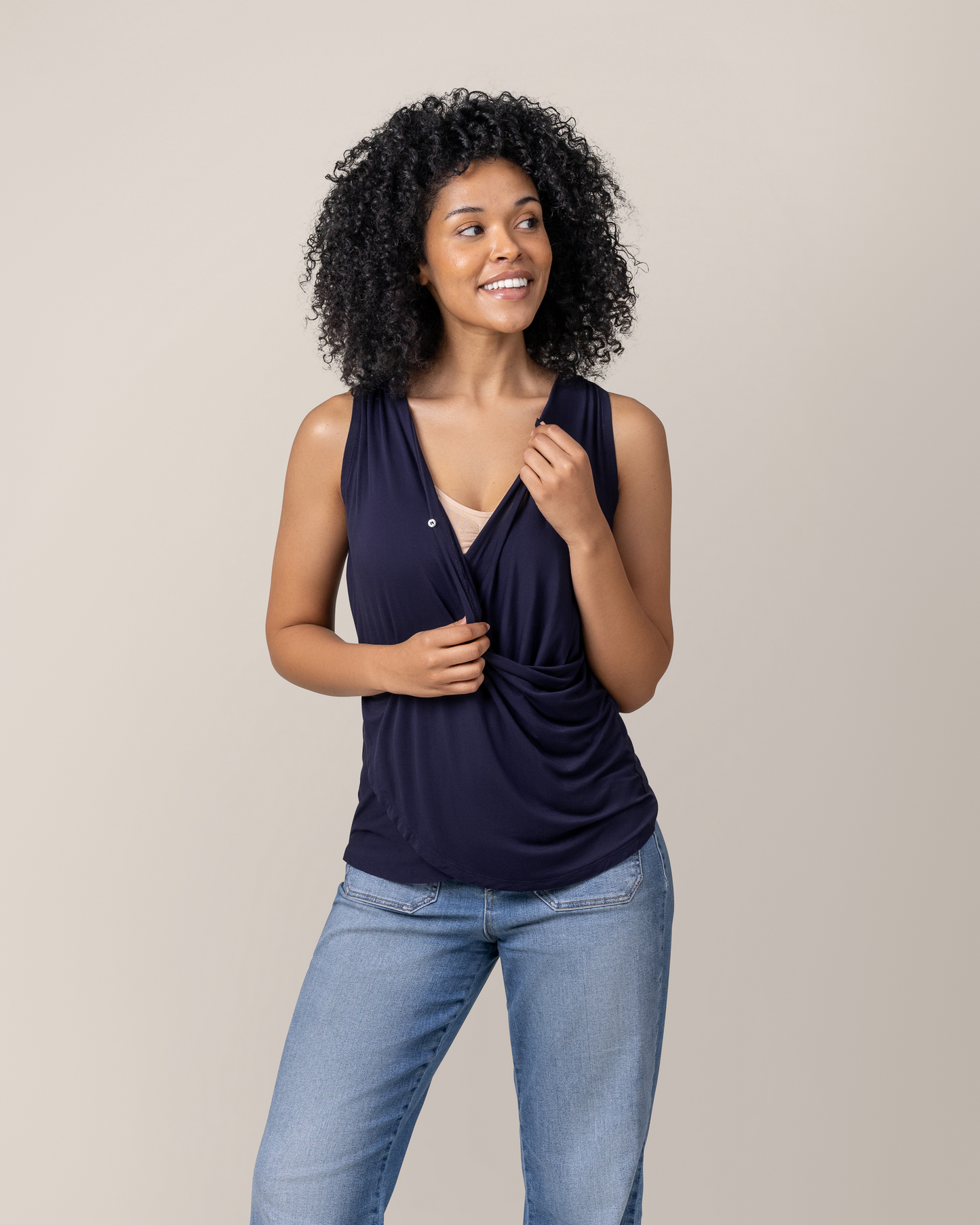 Bamboo Draped Nursing Tank | Navy