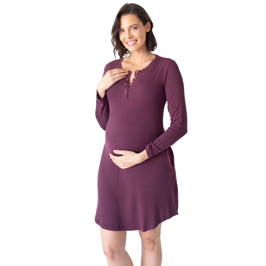 Shopymommy 14127 Breastfeeding Detailed Maternity & Nursing Nightgown Powder