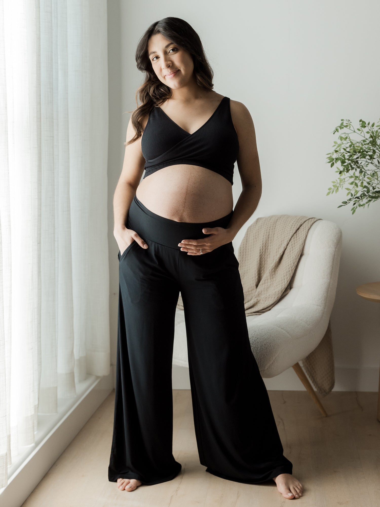 Wide Leg Black Bamboo Maternity Pants – Angel Maternity USA
