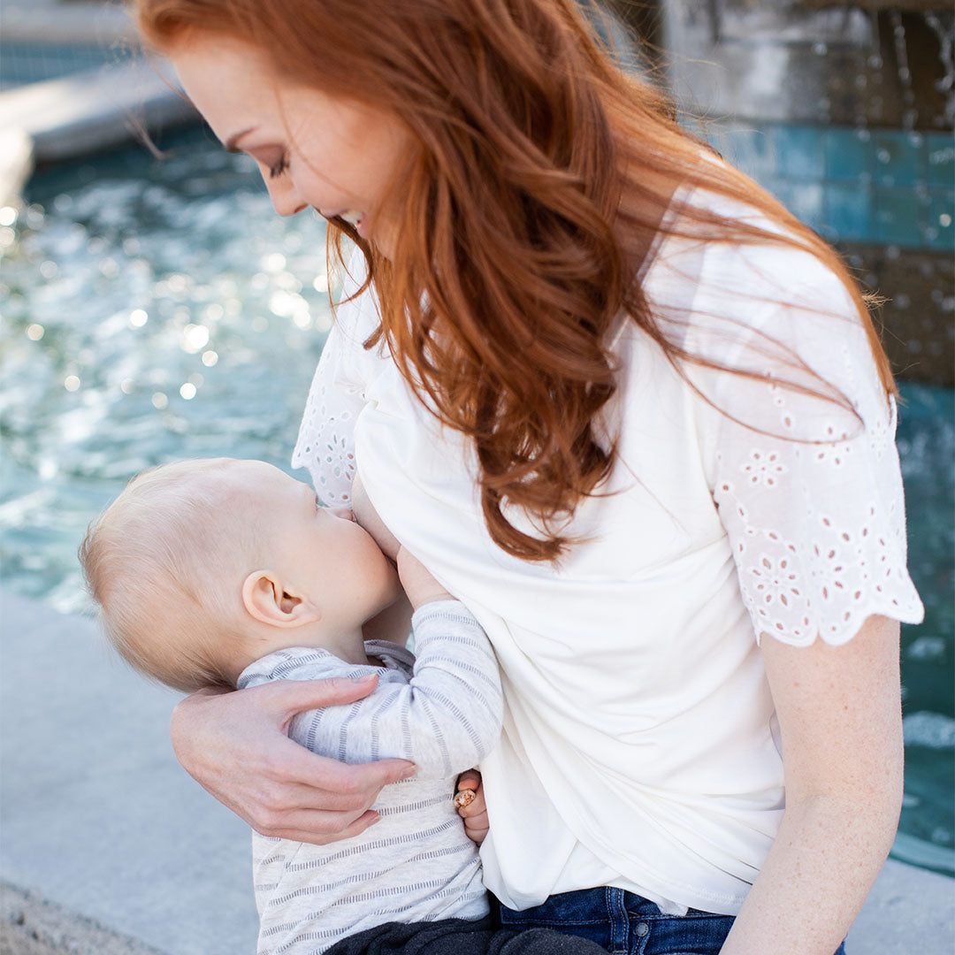 Everyday Eyelet Nursing & Maternity T-shirt | White-Tops-Kindred Bravely