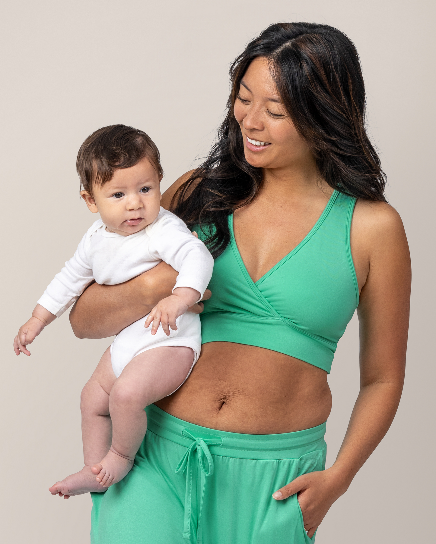 French Terry Racerback Nursing & Sleep Bra | Seafoam