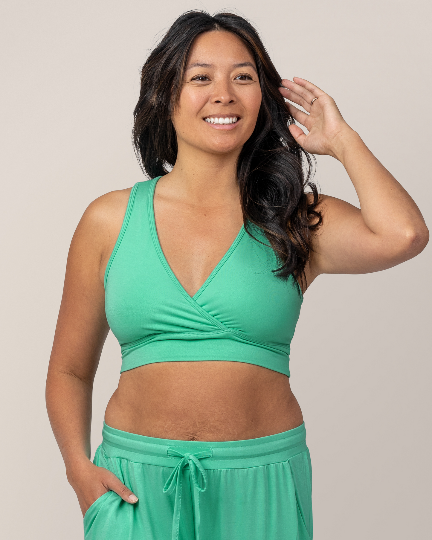 French Terry Racerback Nursing & Sleep Bra | Seafoam