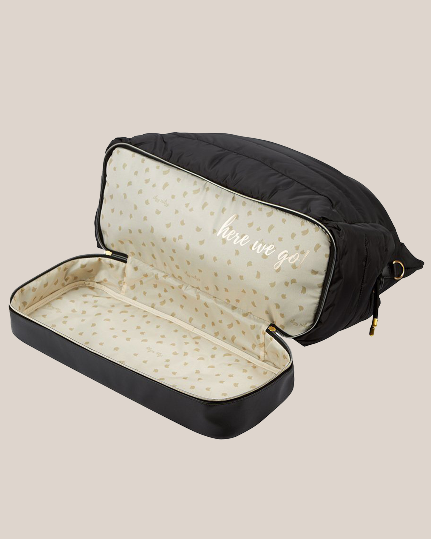 Itzy Ritzy - Dream Weekender™ Hospital & Travel Bag in Midnight Black showing up bottom shoe storage compartment