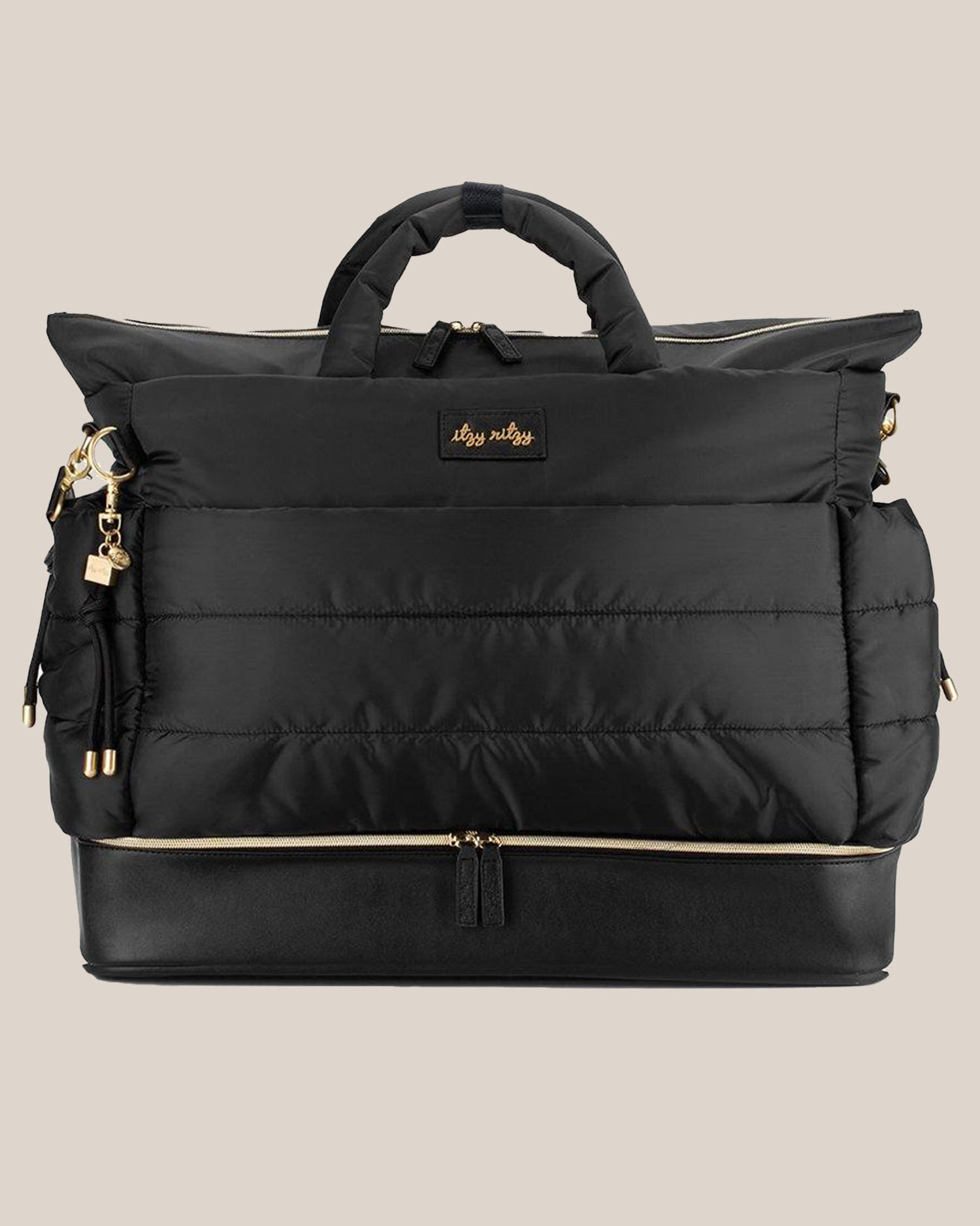 Front view of the Itzy Ritzy - Dream Weekender™ Hospital & Travel Bag in Midnight Black