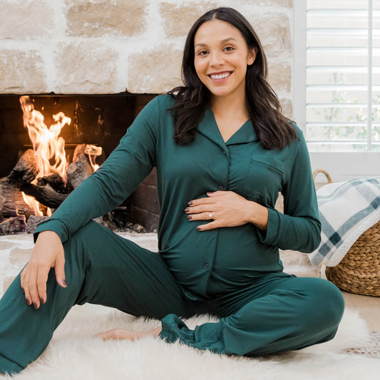 Eugenia Lounge Maternity & Nursing Pajamas in Navy - hautemama