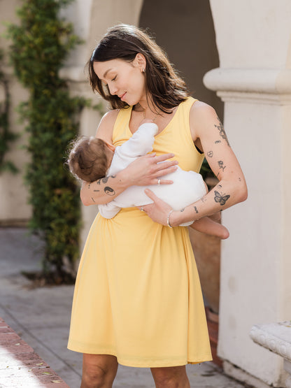 KINDRED BRAVELY Millie Tiered Nursing & Maternity Dress Long Sleeve  Marigold XL