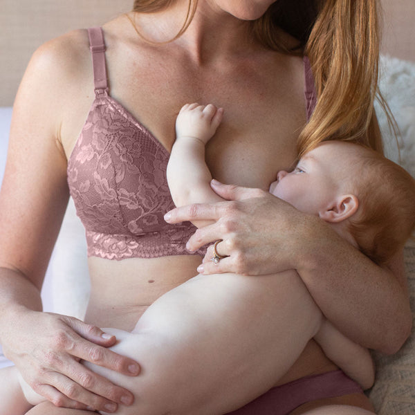 Maternity Contrast Lace Rib Nursing Bra