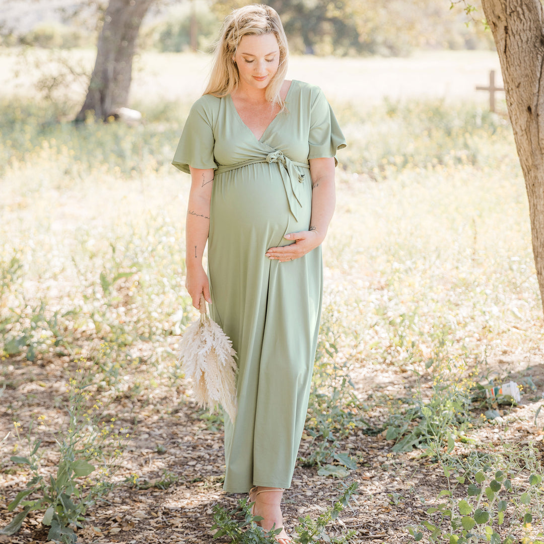 Maternity Nursing Wedding Guest Maxi Crimson Dress | Happy Mama | SilkFred  US