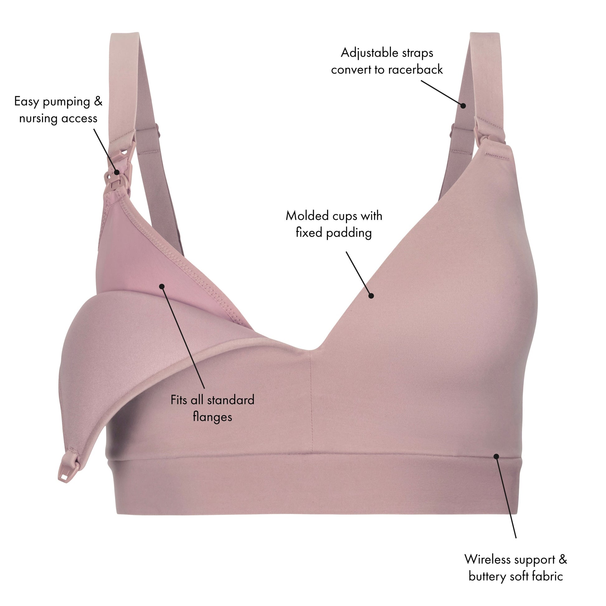 Buy Non-Padded Non-Wired Full Cup T-shirt Bra in Lilac with Nipple