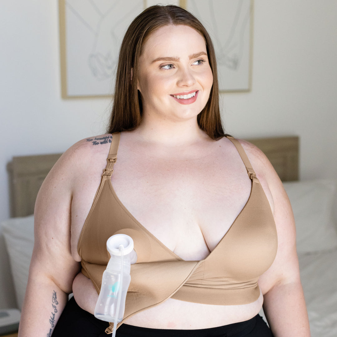 Strapless Pump&Nurse Bra, a All-in-one Hands-Free Pumping and Nursing Bra  for All Breast Pumps - White, XS/S/M at  Women's Clothing store