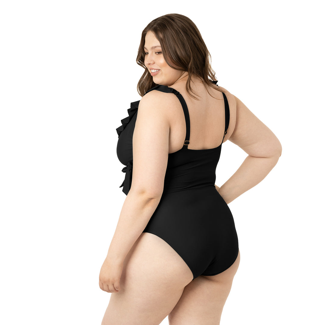 Time and Tru Women's and Plus Plunge V Neck One Piece Swimsuit, Sizes XS-3X  