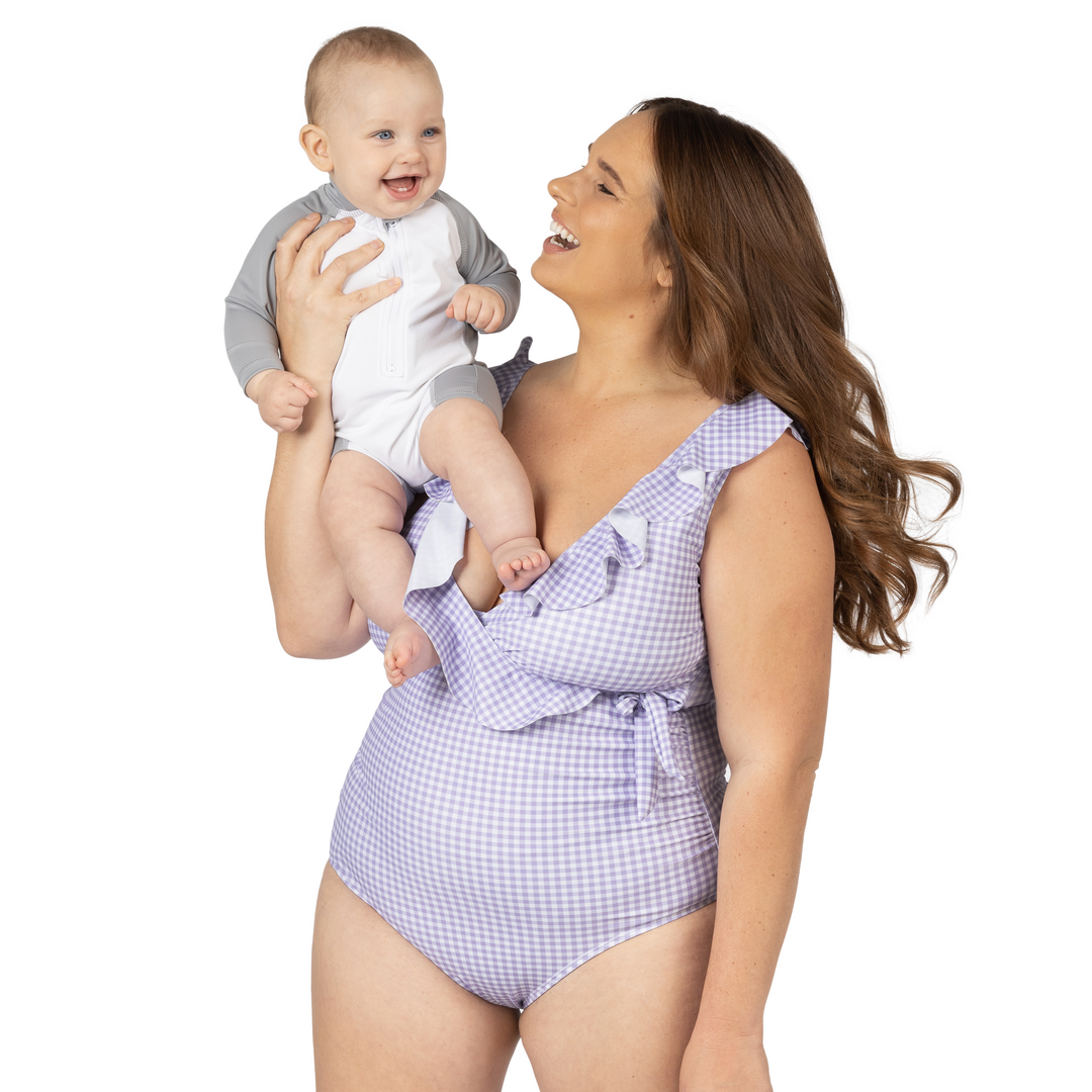 Ruffle Wrap Maternity & Nursing One Piece Swimsuit
