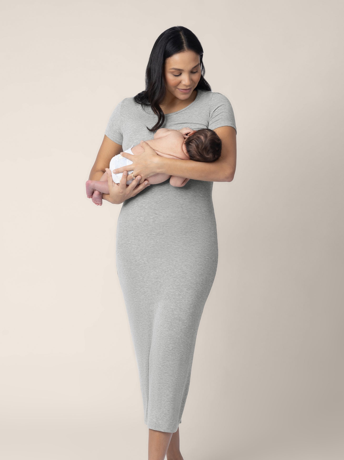 Olivia Ribbed Bamboo 2-in-1 Maternity & Nursing Dress