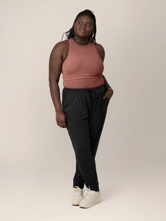 Bamboo Maternity & Postpartum Jogger | Black - Kindred Bravely @model_info:Bintou is 5'9" and wearing a 1X.