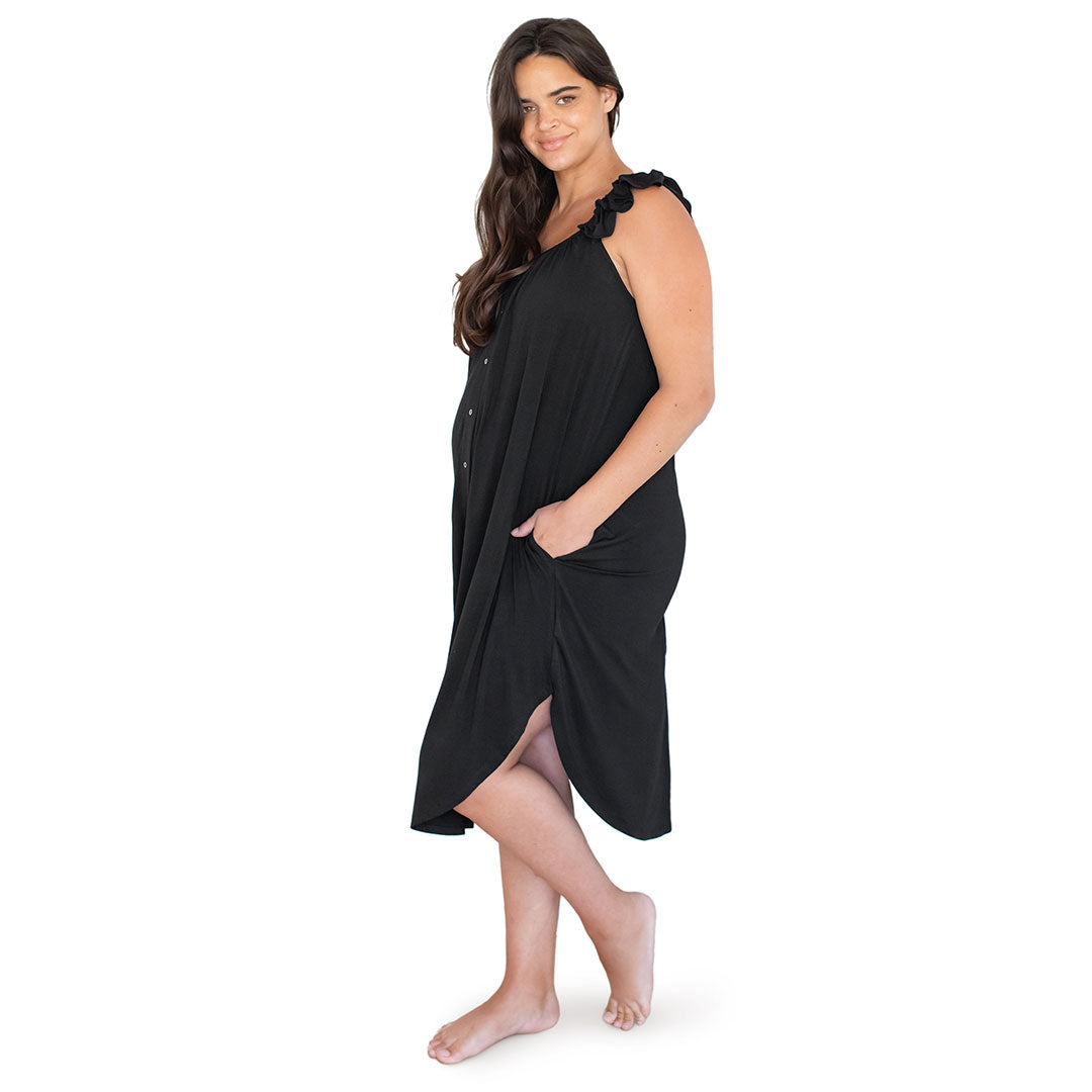 Kindred Bravely Womens Universal Labor And Delivery Gown Black Size Small