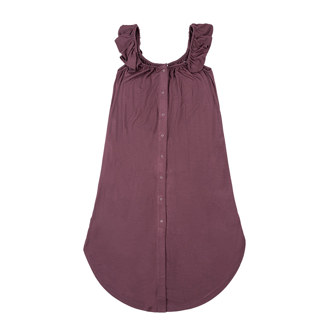 Universal Labor and Delivery Gown in Burgundy Plum Floral – Milk