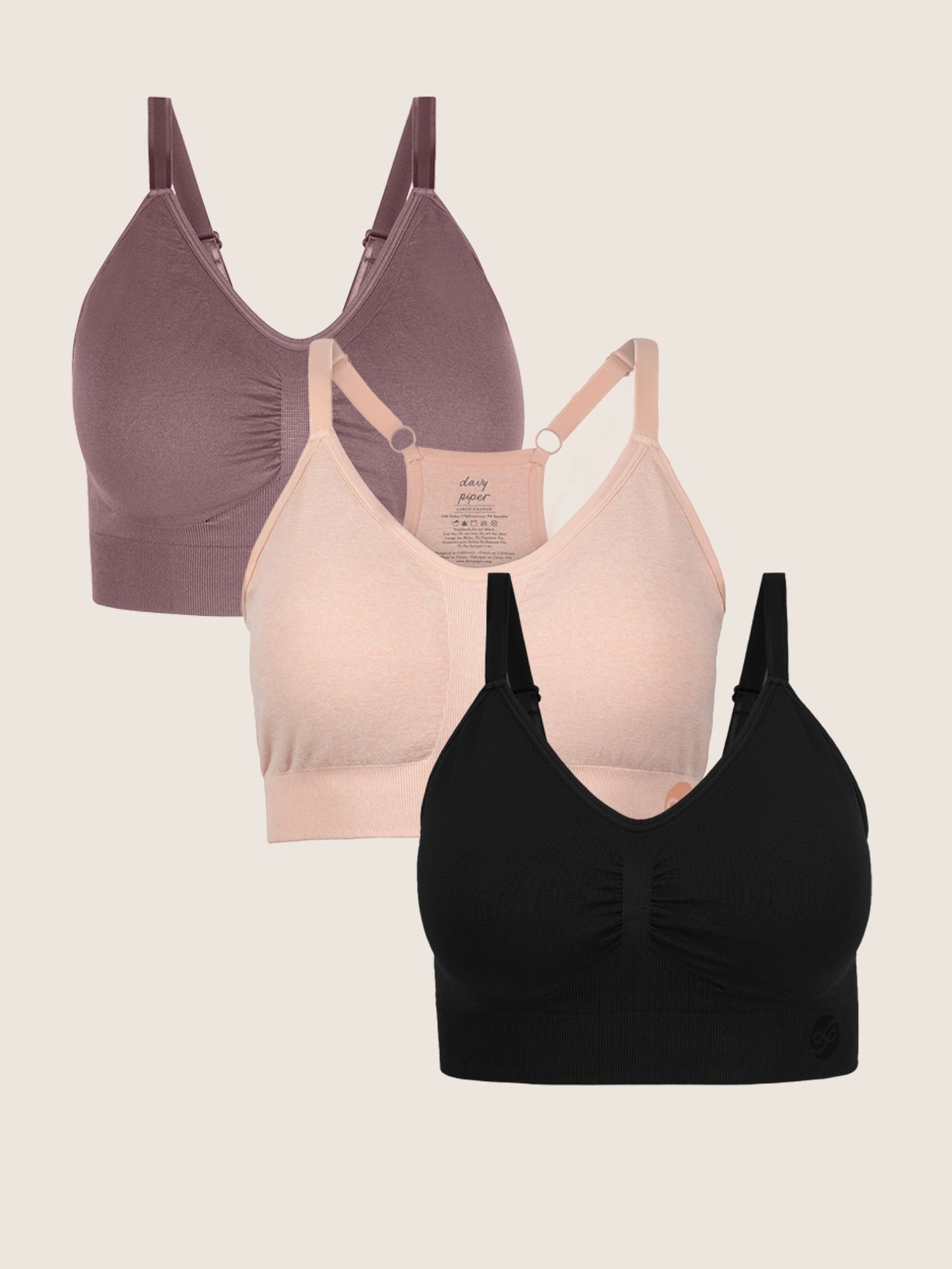 Kindred Forever Build Your Own Wash Wear Spare® Bra including the Nellie Sublime® Wireless Bra in twilight and black, and the Diana Sublime® Sports Bra in pink heather