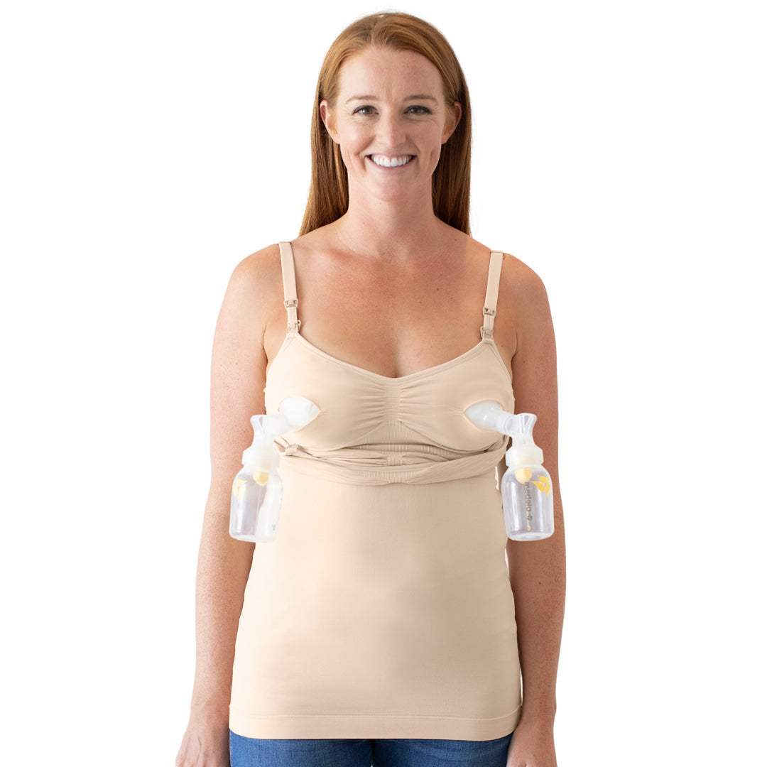 Women's Nursing and Hands-Free Pumping Bra, Sand - Larken Underwear & Bras