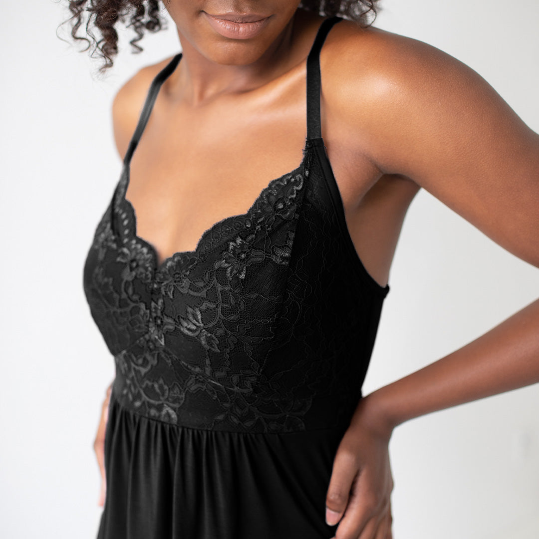 Long black 2024 lace nightgown