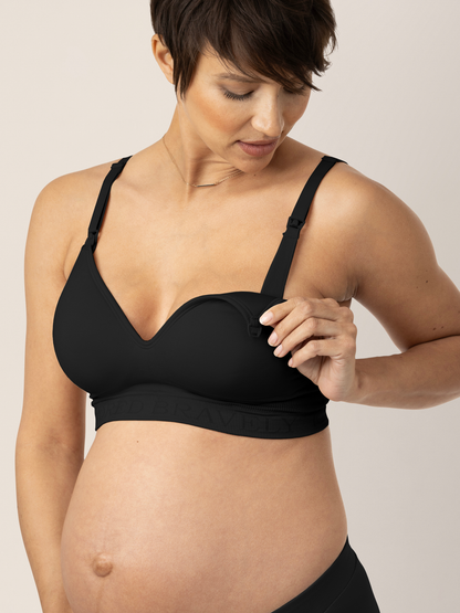 Absorbent Postpartum Bra Breastfeeding Bralette Curve Technology - Up to  12h Protection Black at  Women's Clothing store
