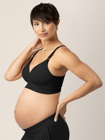 Colline Crop Top Style Maternity & Nursing Bra Black Size L DH8 RR 05